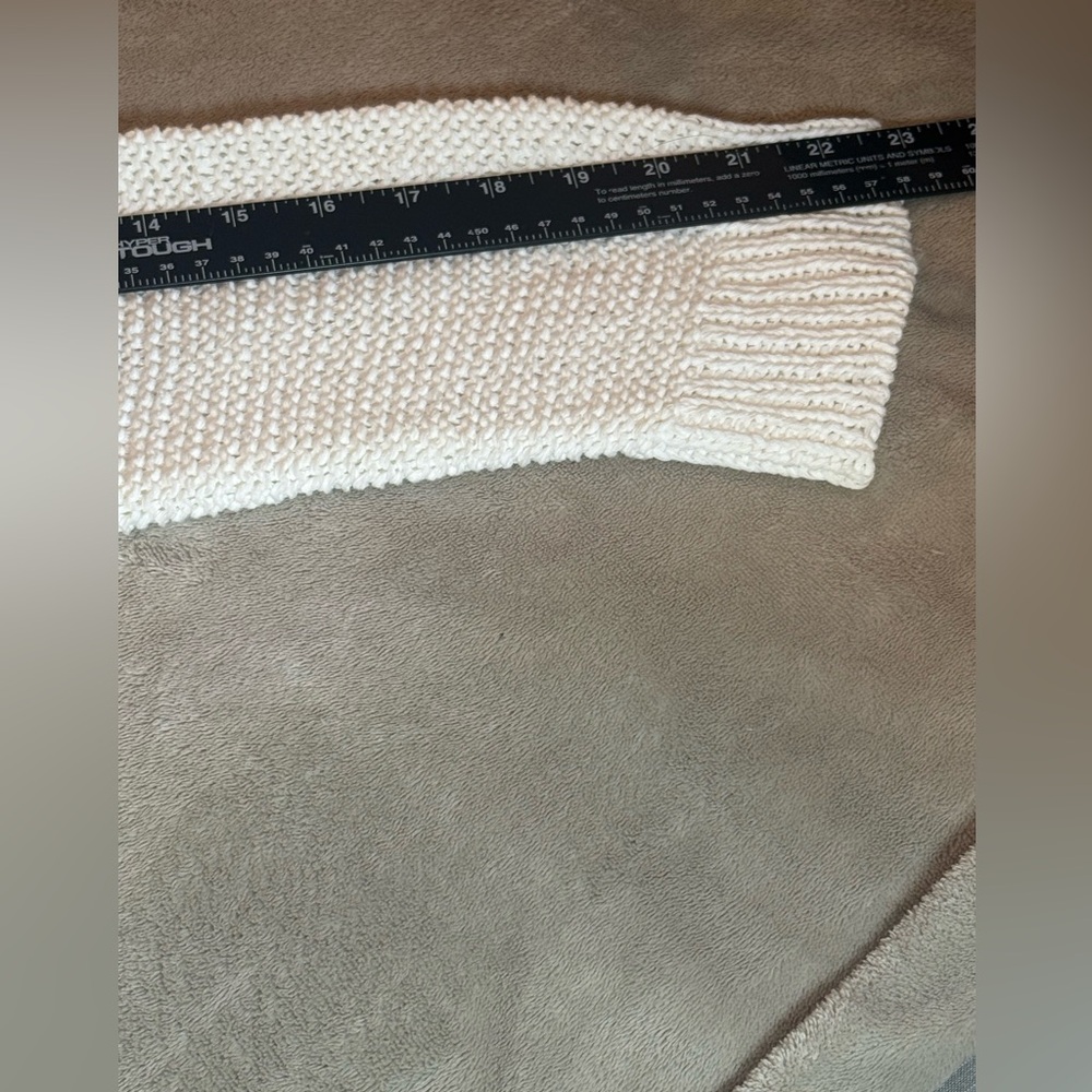 Eileen Fisher Open White Sweater Cream Cotton Blend Linen Pullover Cottagecore L - Picture 8 of 11